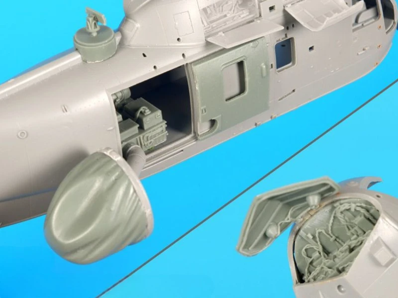 

Масштабная модель 1/72 из литой смолы: детали самолета Sea King AEW 2, комплект для сборки, модель радаров и электроники, несобранная, неокрашенная.