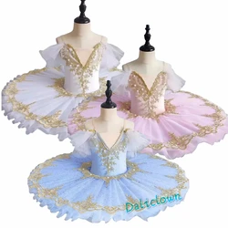 Professional Ballet Tutu Girl Blue White Sequin Platter Pancake Tutu Ballerina Party Dress Kids Adult Child Ballet Dance Costume