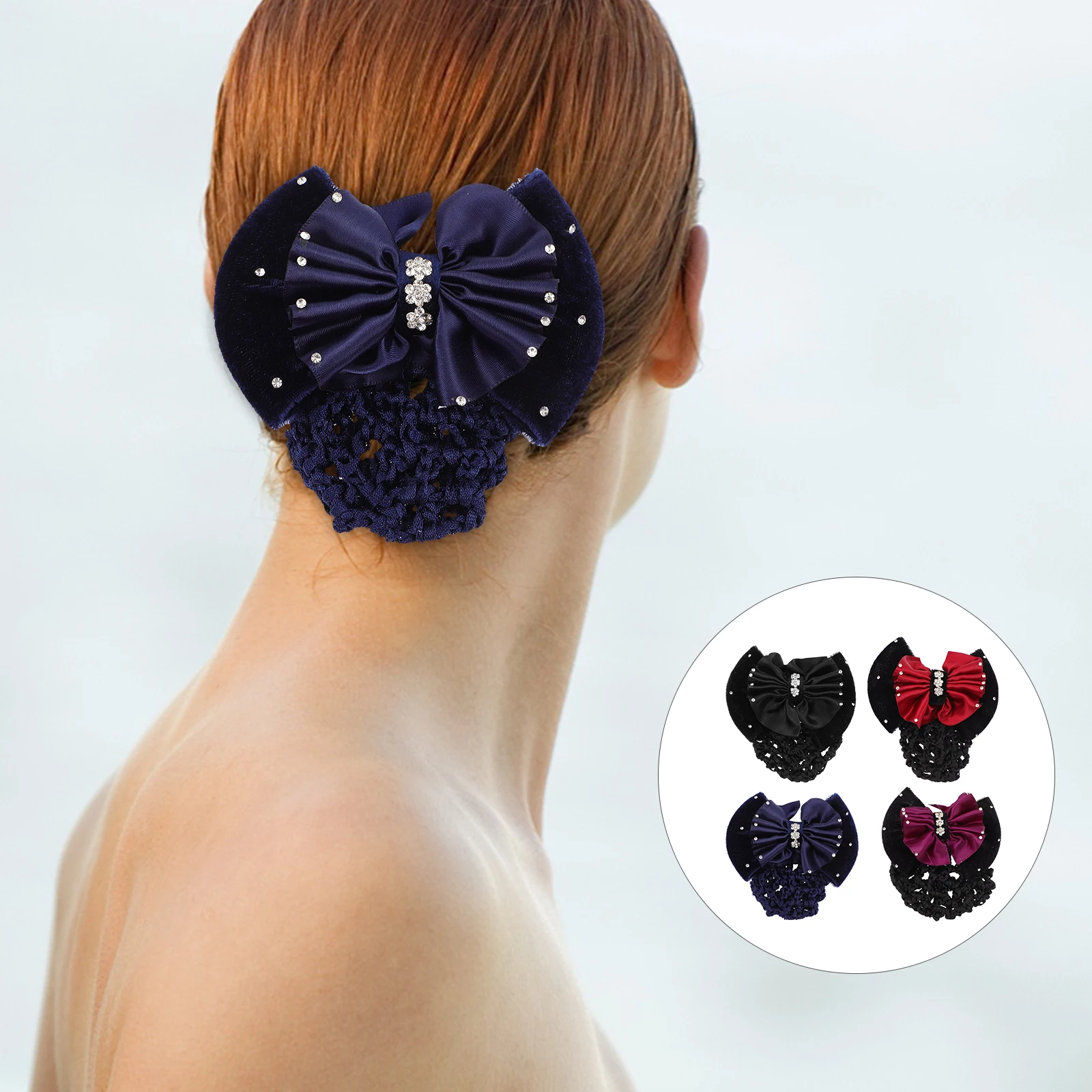 

4Pcs Nets Decorate Mesh Hair Snood Bun Covers Snood Polyester Tape Hairnet Durable Elastic Bowknot Hair Nets Charm