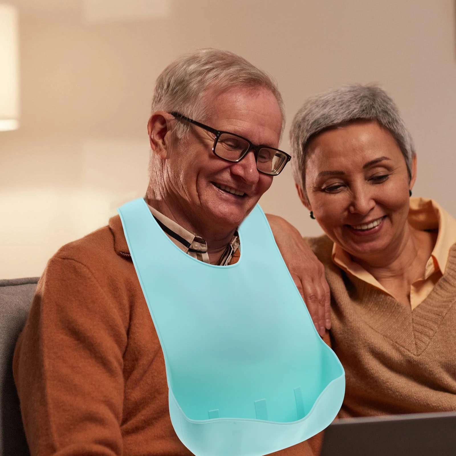 

1 pc Adult Eating Silicone Waterproof Rice Bib Short Apron For Elderly Lightweight Foldable Senior Apron Comfortable Durable