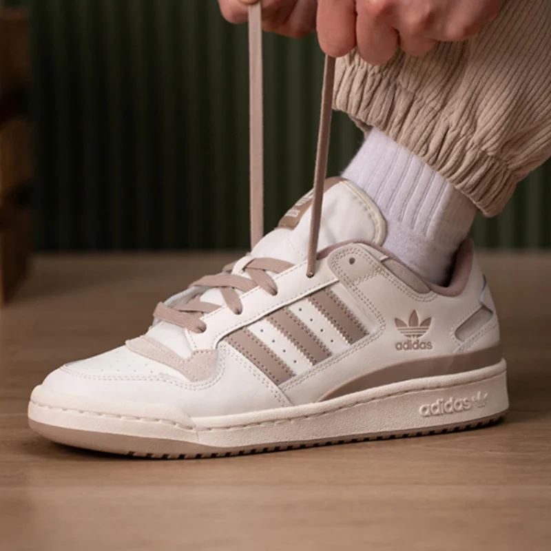 Adidas Ivory Brown Retro Low-Top Casual Sneakers for Women Men Soft Suede Feel Lightweight Breathable Walking Shoes JQ1536