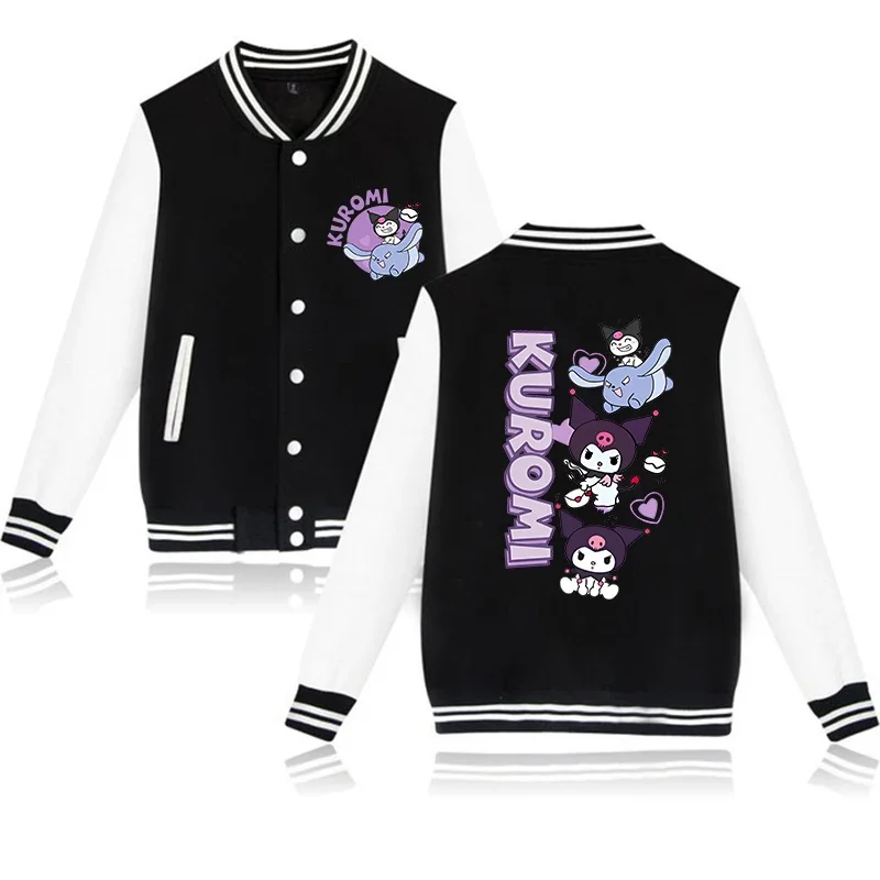 Kawaii Sanrio Kuromi Hoodie Children Baseball Jacket Men Women Sweatshirt Kids Boys Girls Harajuku Jackets Streetwear Coats