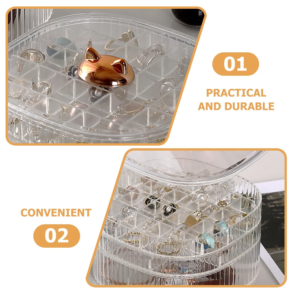 

3-Tier Jewelry Storage Box Stackable Organizer Multi-Compartment Desktop Case for Earrings Rings Pendants Dresser Jewelry Holder