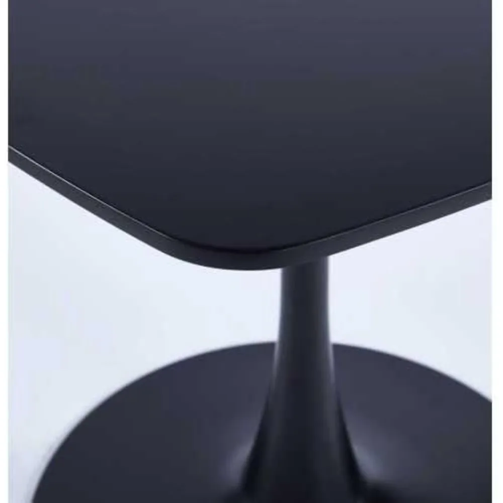 Black Square Tulip Table for 2 Person, 24" Small Dining Table with Metal Pedestal Base, Modern Kitchen Table for Small Space