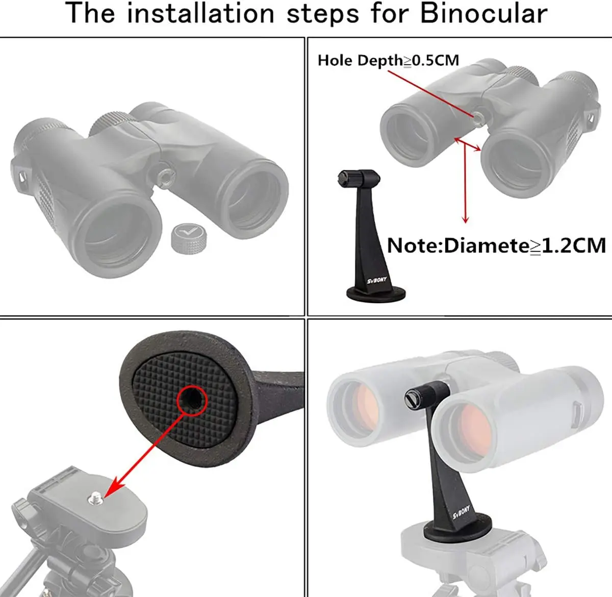 Imagem -04 - Svbony Sv111 Adaptador de Tripé Binocular Suporte de Montagem de Suporte de Tripé de Metal para Binóculos de Conexão