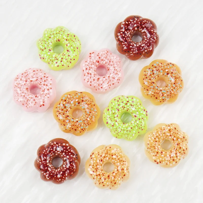 10/100Pcs Resin Colorful Donut Simulation Bread Donut Flat Back Scrapbooking DIY Hair Clips Craft Decoration Handmade Materials