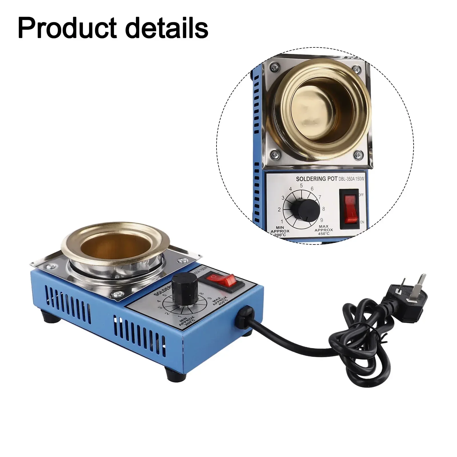 1Pc Soldering Furnace Tin Plate Diameter Welding Time Working Temperature Φ50mm 150W 200-450℃ 8 Minutes Input Voltage Material
