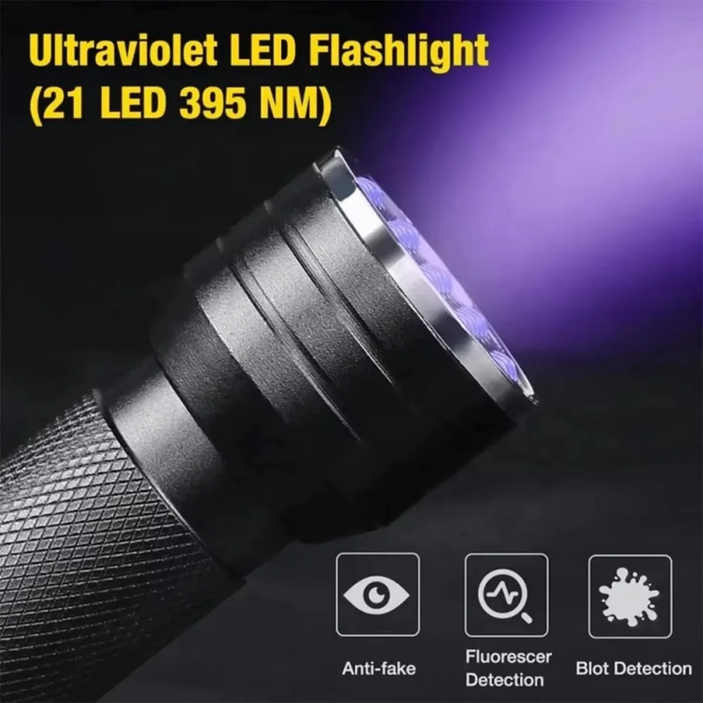 21led Lamp Uv Flashlight Nail Art Lamp Uv Fluorescence Detection Mini Banknote Detection Flashlights Tube Light Uv Lamp