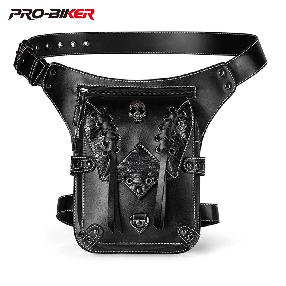 

Punk Motorcycle Bumbag Wear Resistant Sacoche Moto PU Material ,rainproof Motobike Pocket Large And Tear Resistance Shoulder Bag