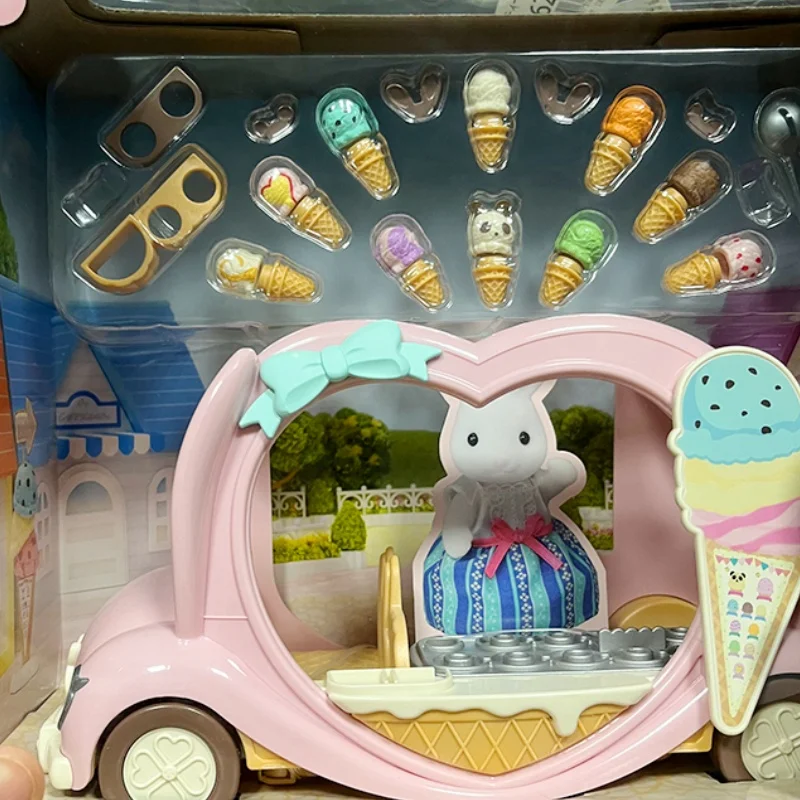 Sylvanian Ice Cream Truck Fairy Tale Amusement Park Series Fantasy Princess Carriage Set Kawaii Birthday Families Gift For Girl