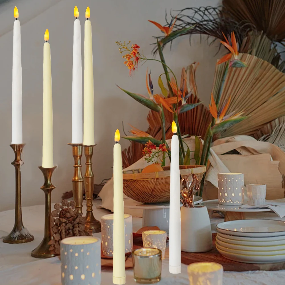 Lighting Christmas Decor - 6pcs LED Flameless Taper Candles Light,