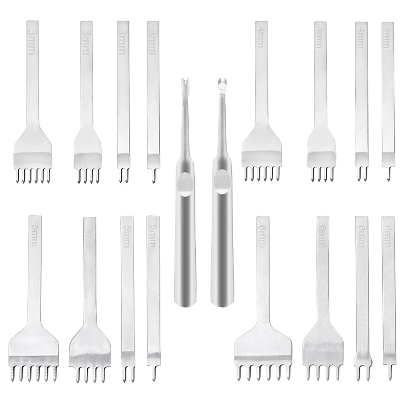 DIY skórzane narzędzia rzemieślnicze 3mm/4mm/5mm/6mm odstępy stempel z 1/2/4/6 do skórzanego dziurkacze kaletnicze narzędzia sznurowanie szycia