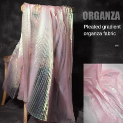 Gradient Pleated Organza Fabric By The Meter for Dresses Skirts Clothes Decoration Diy Sewing Laser Soft Thin Designer Cloth