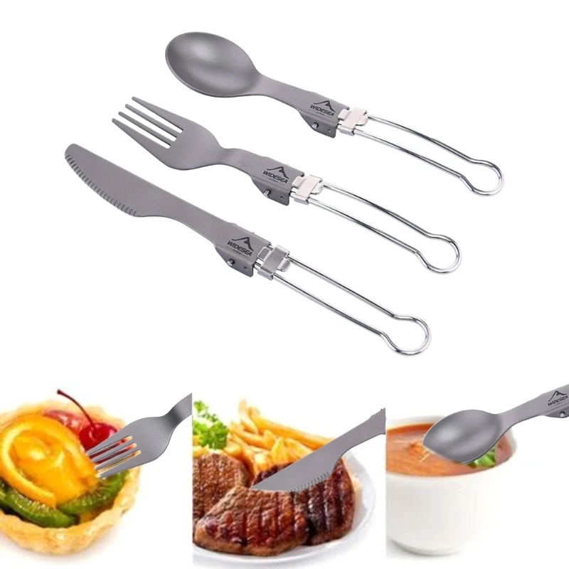 Widesea Titanium Spoon Fork Knife Set Ultralight Camping Tableware Outdoor cooking Equipment Cutlery Cookware Hiking Trekking