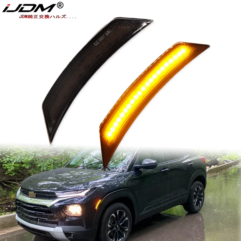 

iJDM Amber yellow 12V Front Side Marker LED Lights For 2021-2022 Chevy Trailblazer Front Bumper Turn Signal Lamp,White