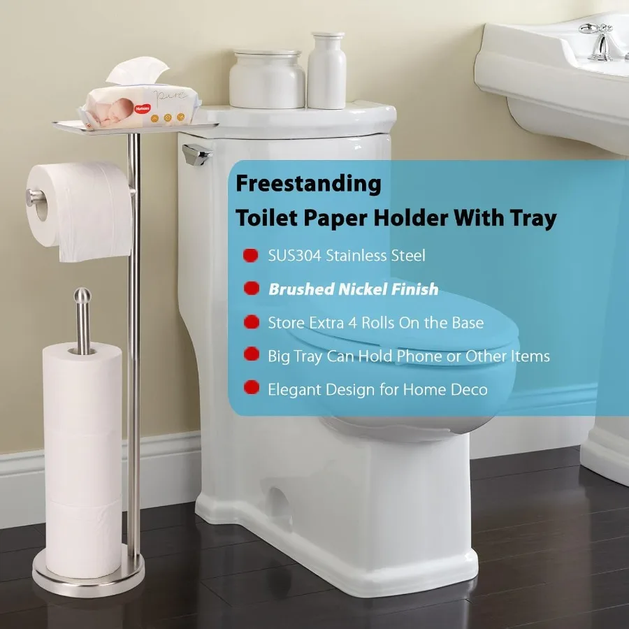 حامل ورق التواليت مع رف حامل ورق التواليت قائم بذاته مع صينية للأشياء الصغيرة حامل ورق المرحاض Stora قائم بذاته #2