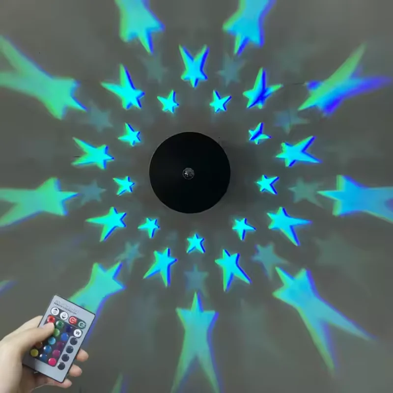 

Shining Star-Shaped Lights Remote Control 360-Degree Surround Lighting Decoration for Bar Restaurant Home Waterproof Wall Light