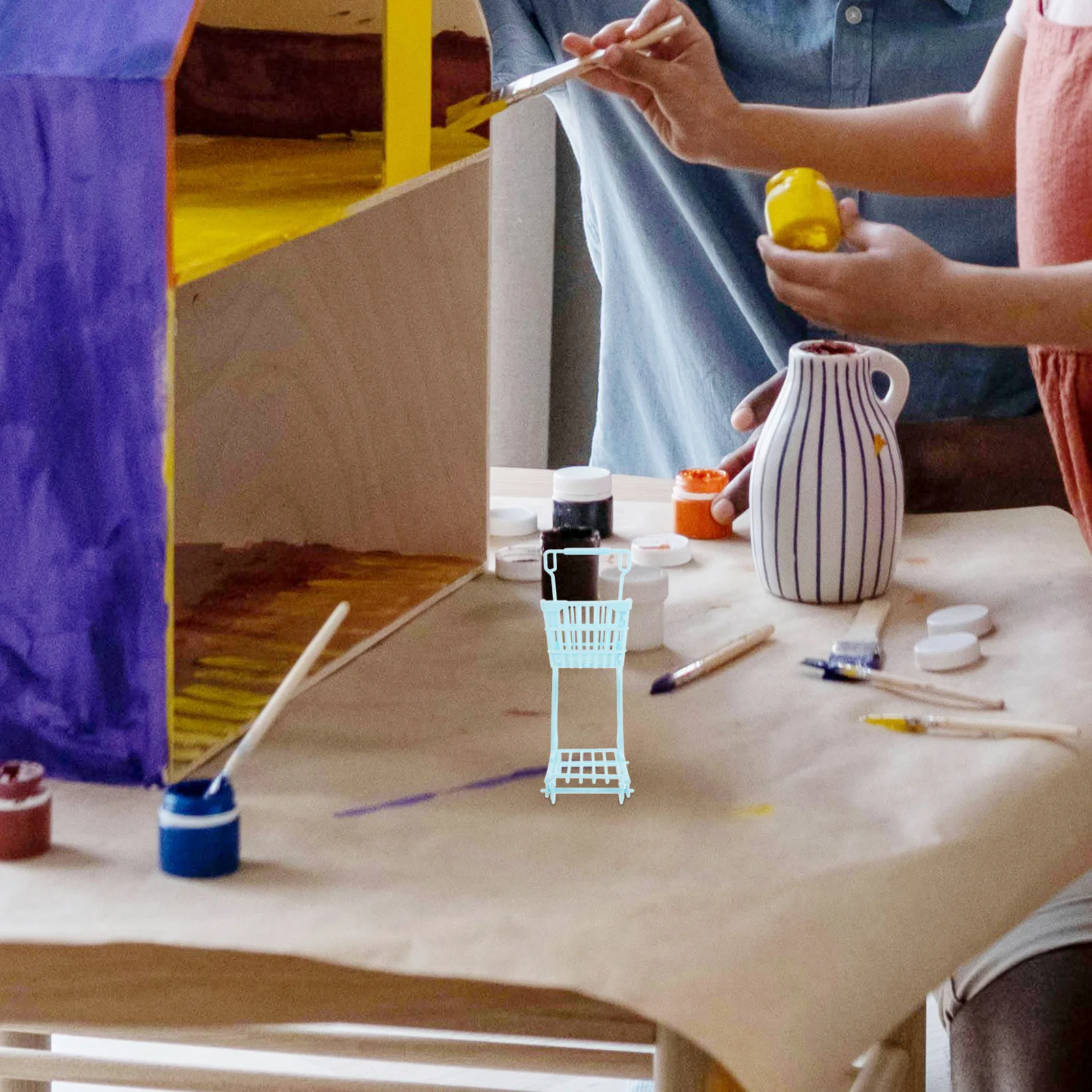 

Mini Shopping Cart for Kids Cute Handle Realistic Simulation Durable Material Long Term Use Multi Functional Storage