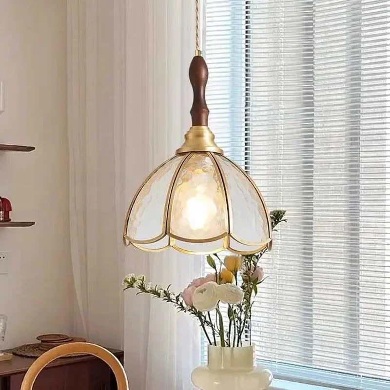 Vintage Industrial Glass Pendant Light Retro American Country Style Hanging Lamp for Bedroom Bedside Bar Restaurant Study