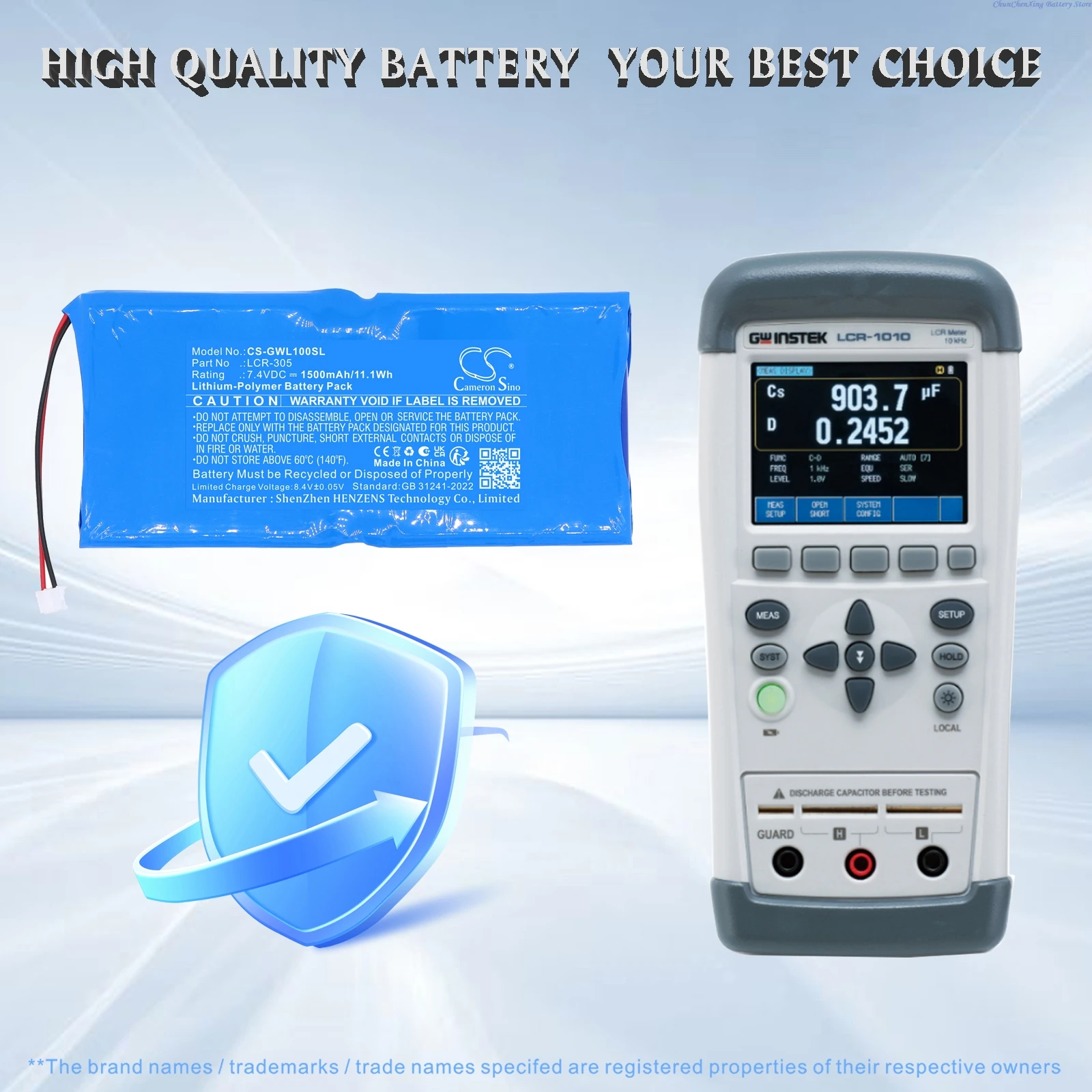 

Cameron Sino 7.4V 1500mAh Replacement Battery LCR-305 for GW Instek LCR-1000 +TOOL