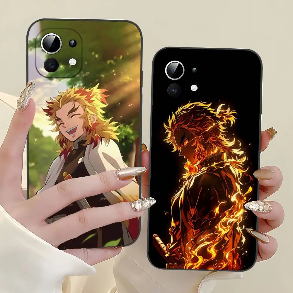 حافظة هاتف Rengoku Kyoujurou لهاتف Xiaomi 11 12 Redmi Note 11 5G 8T 9A 9 10T Note 8 9 12 SUltra مقاومة للصدمات، نحيفة، سوداء، حافظة