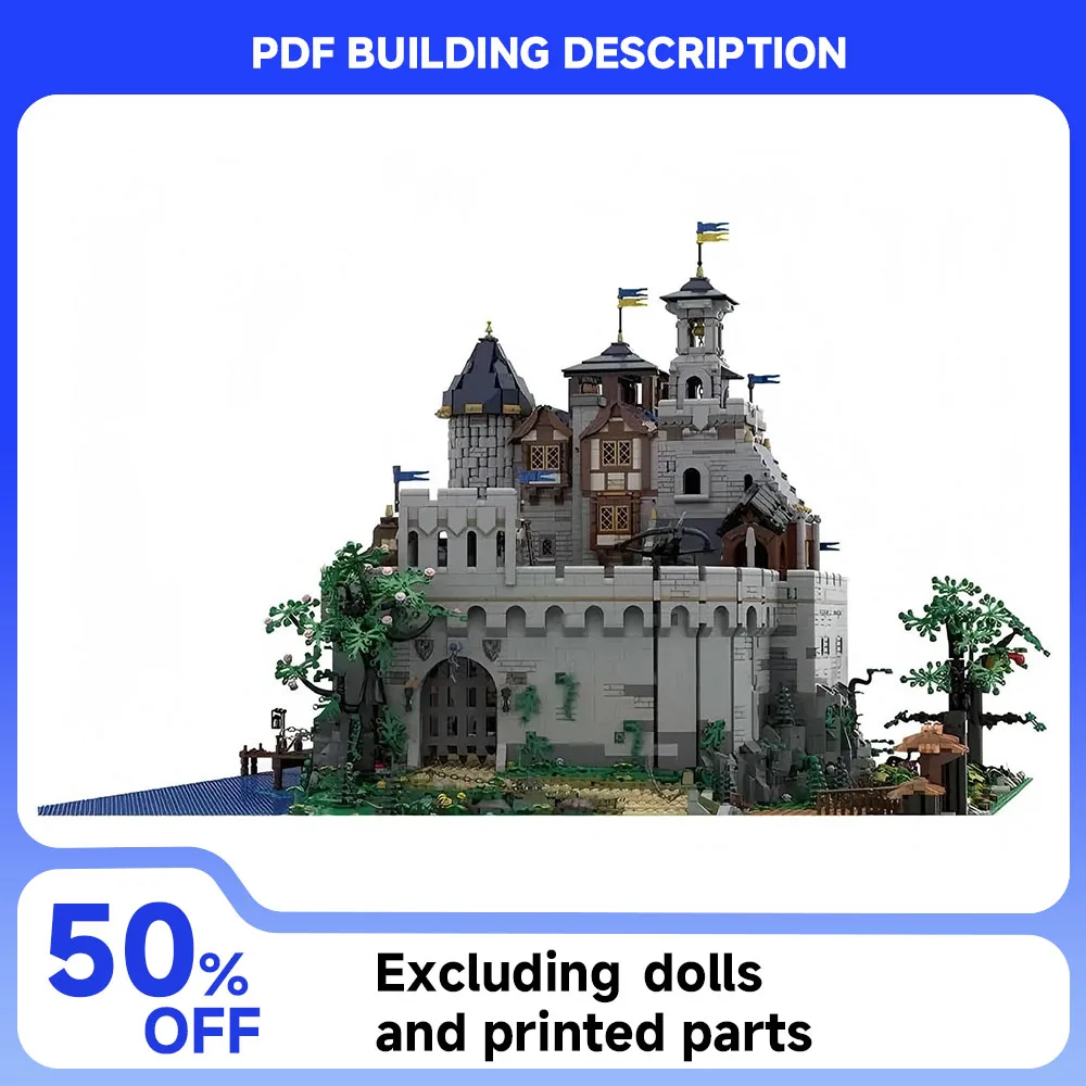 

New MOC European Medieval Street Building Black Royal Castle Model DIY Assembly Children's Toy Boy Collection Gift Set 10648PCS