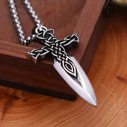 Fashion Vintage Nordic Sword Necklace for Men Stainless Steel Viking Celtic Knot Pendant Locomotive Amulet Jewelry Dropshipping