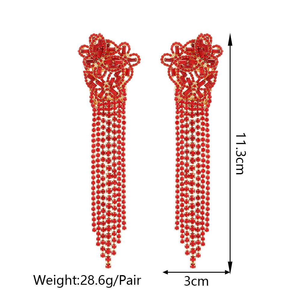 Boho Style Drop Hanging Long Tassel Crystal Chain Earrings Luxury Quality Designer Pendants Fashion Party Jewelry Gift For Women