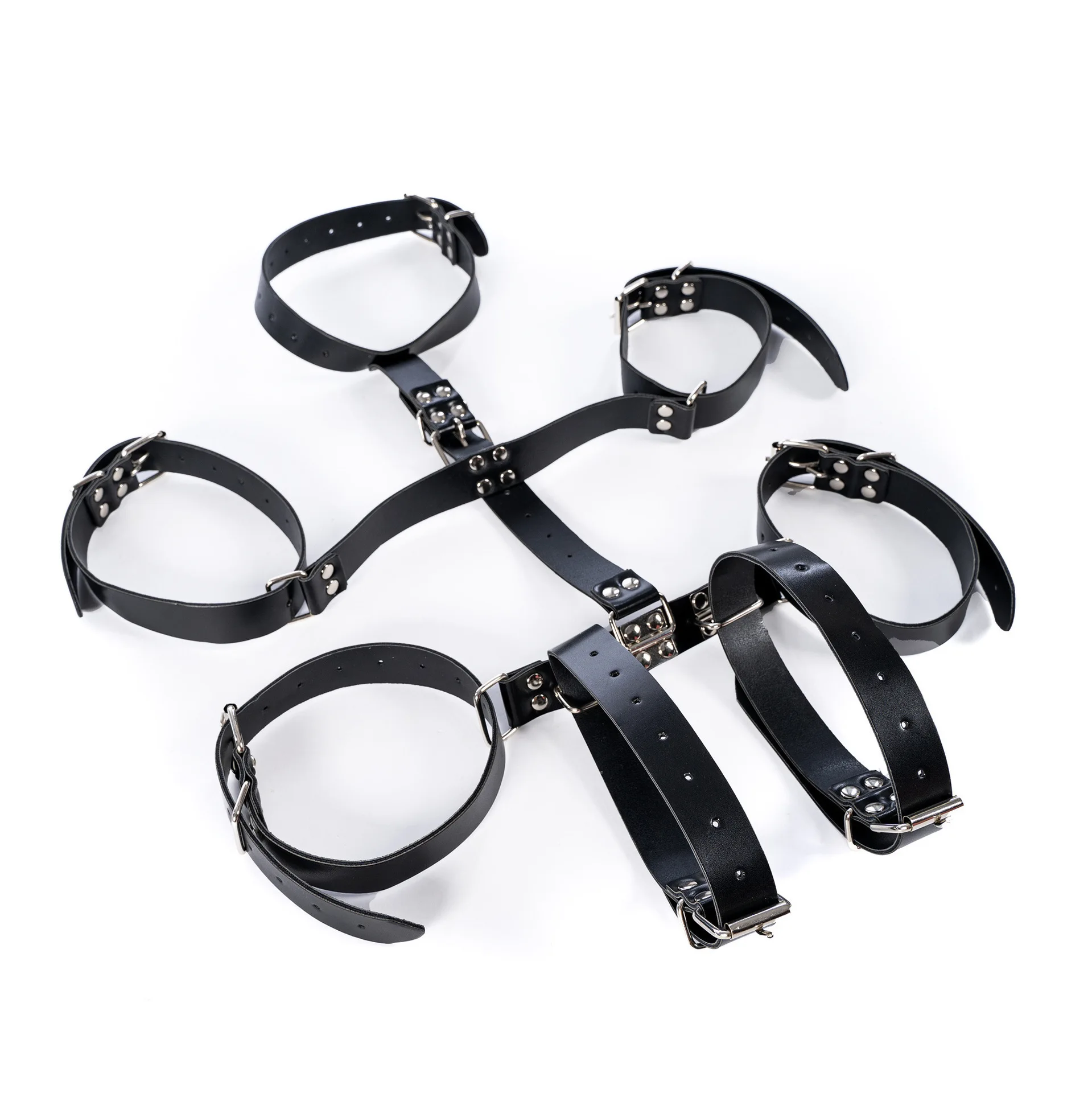 Adult Sex Toys Couple Flirting Alternative Flirting Black Leather Bundled Bondage Reverse Back Hand Strength Ring Handcuffs
