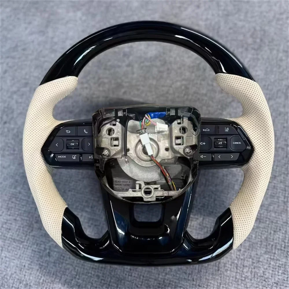Modified Leather Carbon Fiber Racing Style LED Steering Wheel Upgrade For Toyota Corolla LC300 Hilux Fortuner Land Cruiser GR view 5