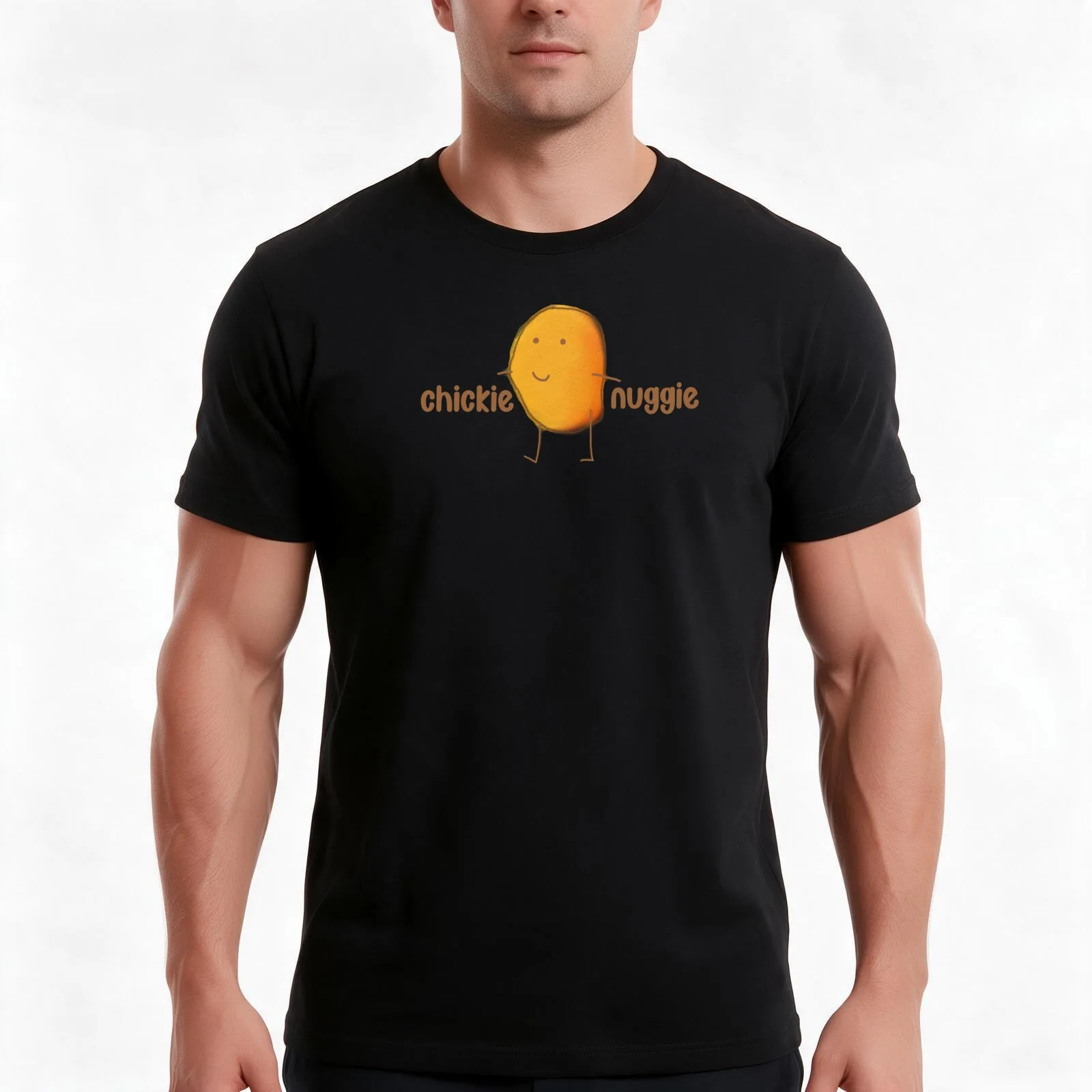 Chickie Nuggie T-Shirt, Summer Casual Cotton Tee, Oversized Streetwear Tops, Vintage Graphic Print, Loose Fit Short Sleeve