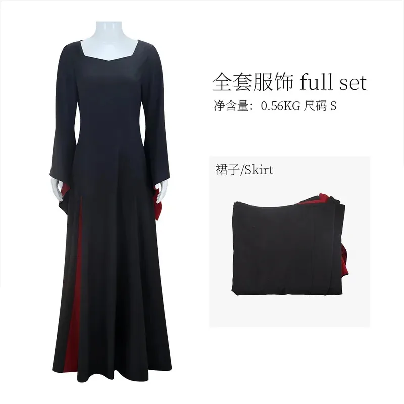 ТВ среда Morticia Косплей Костюм Черный Халат Парик Комплект Женское Готическое Платье Макси Юбка Для Взрослых Винтаж Хэллоуин Маскарад Вечеринка5