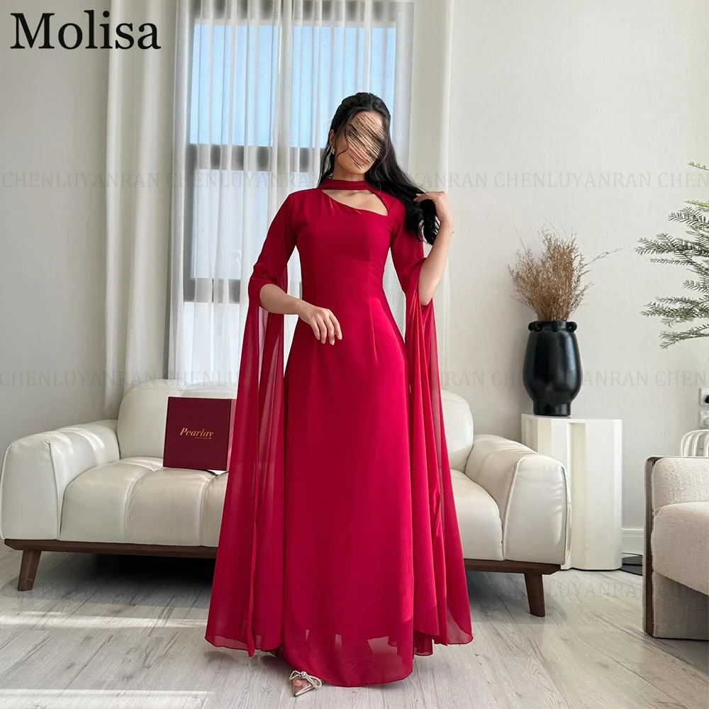 

MOLISA Saudi Arabia Red Party Evening Gowns 2025 Customized Chiffon A-Line Prom Dress Long Formal Occasion Dress فساتين الحفلات