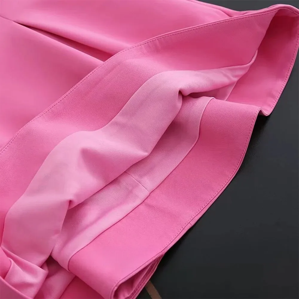 KONDALA Sweet Romantic Chic Women Dress Solid Pink Pleated Sleeveless Mini Vestidos New Fashion 2025 Autumn Vacation Date Dress