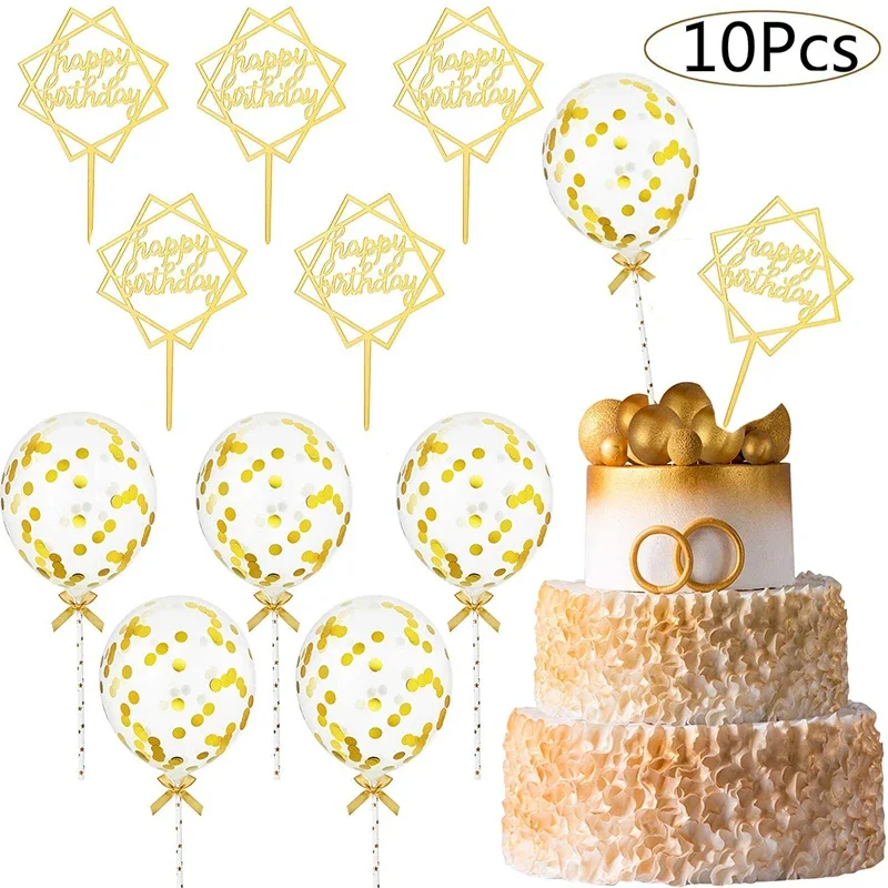 10 pz/borsa Happy Birthday Cake Topper acrilico lettera Cake Toppers forniture per feste Happy Birthday Cake Decoration Boy