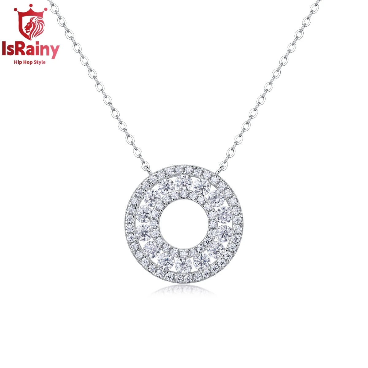 IsRainy Hip Hop Rock 100% 925 Sterling Silver Sparkling GRA Moissanite Diamond Pendant Necklaces Fine Jewelry for Women Men Gift