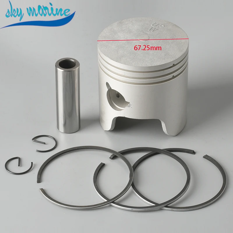 6H4-11635-01-00 Piston and 3 Rings Kit (0.25Mm O/s) for Yamaha outboard 2 stroke 25HP 40HP 50HP 6H4-11635 6H4-11635-01 67.25MM