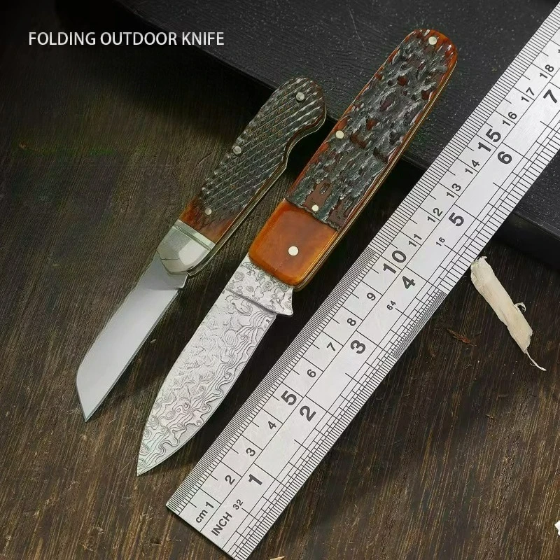

Hot style folding knife Deer Antlers handle edc multitool knives utility Daily at home cuttin outdoor bushcraft pocket knife