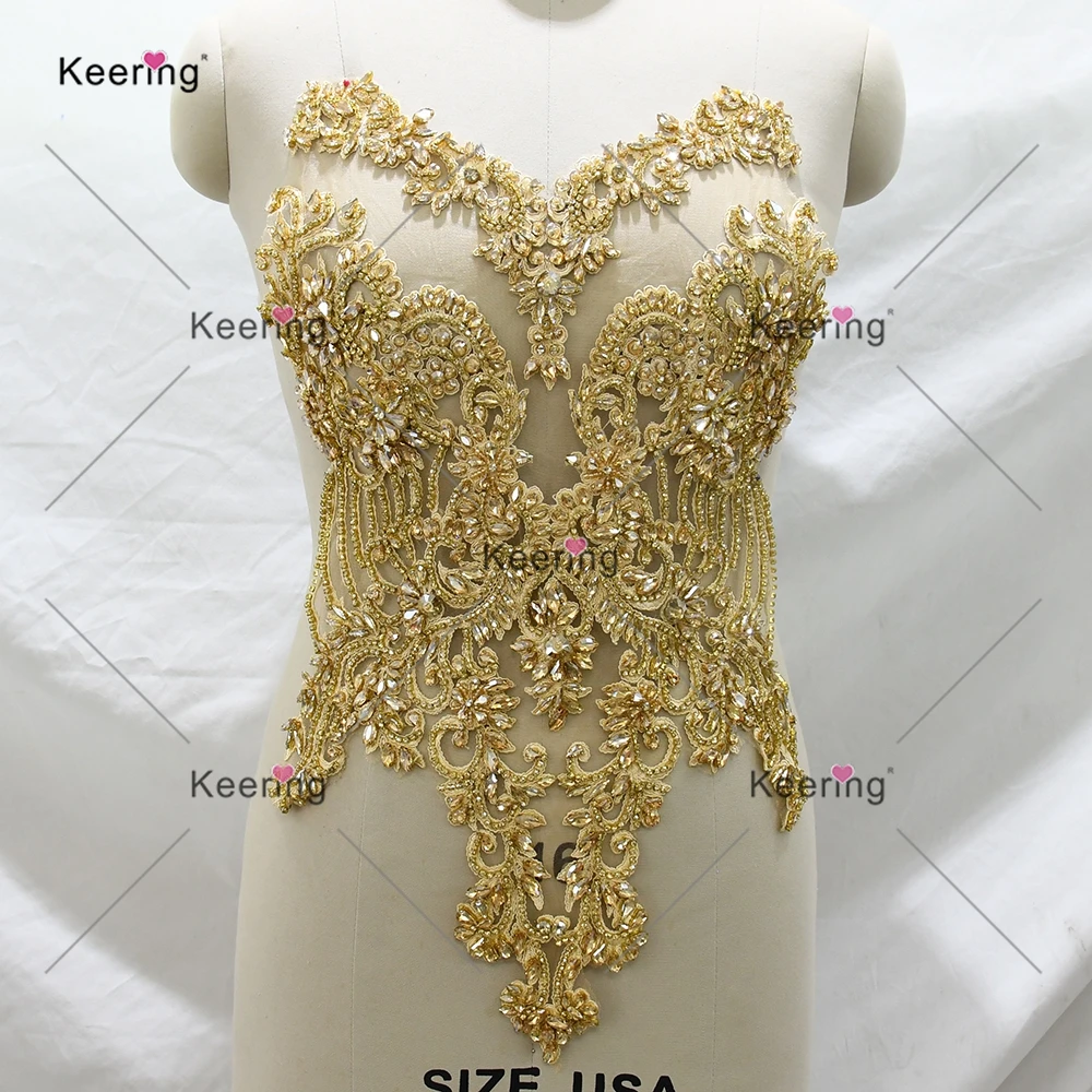 Rhinestone Embroidery Applique Body for Wedding Dress WDP-295 Popular Choice - Elegant Embellishment for Brides