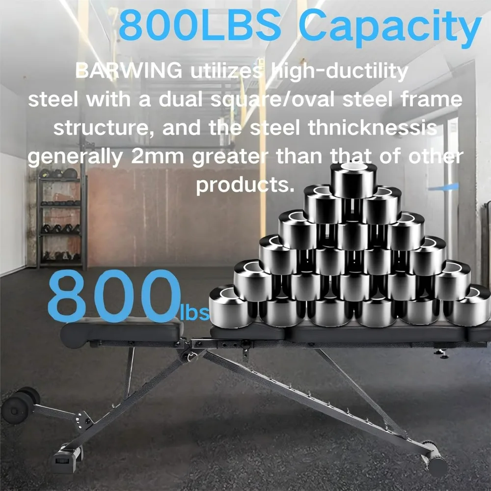 Adjustable Foldable Portable Weight Bench for Home Gym 700-800LBS Flat Incline Decline Workout Bench Full Body Exercise Easy As