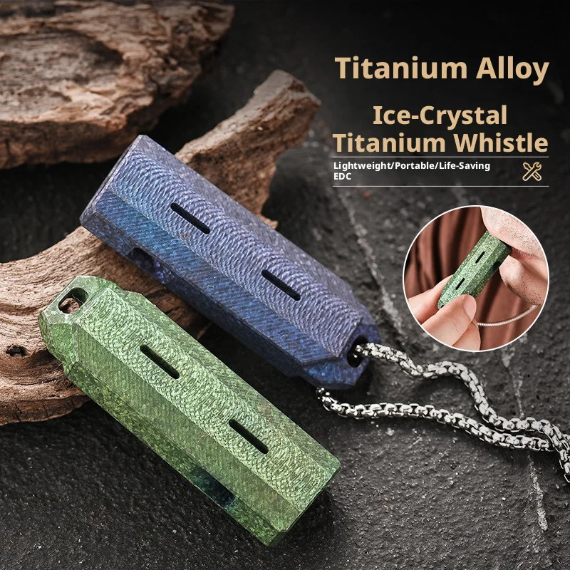 Outdoor survival multifunctional EDC titanium alloy whistle compass high decibel  sound hanging neck pendant whistle