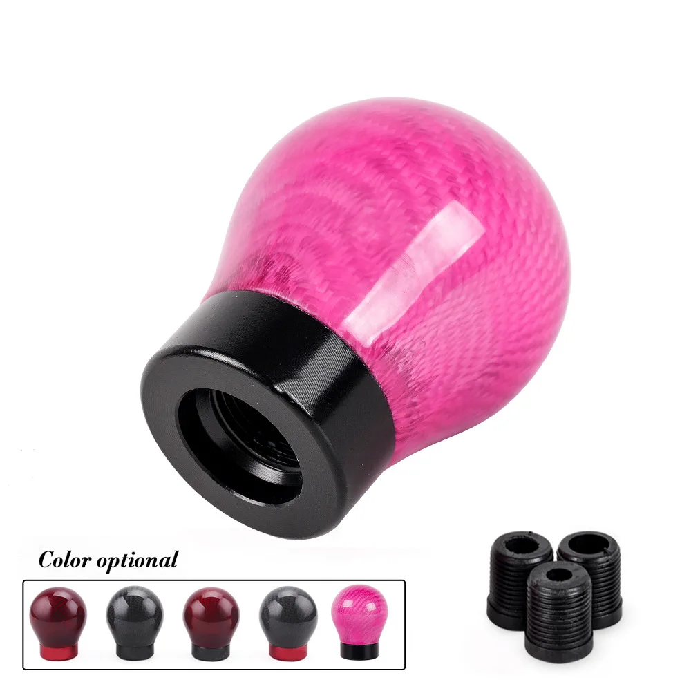 Car Modification Accessories Carbon Pattern Gear Head, Round Carbon Fiber Wave Stick Head Gear Shift Head