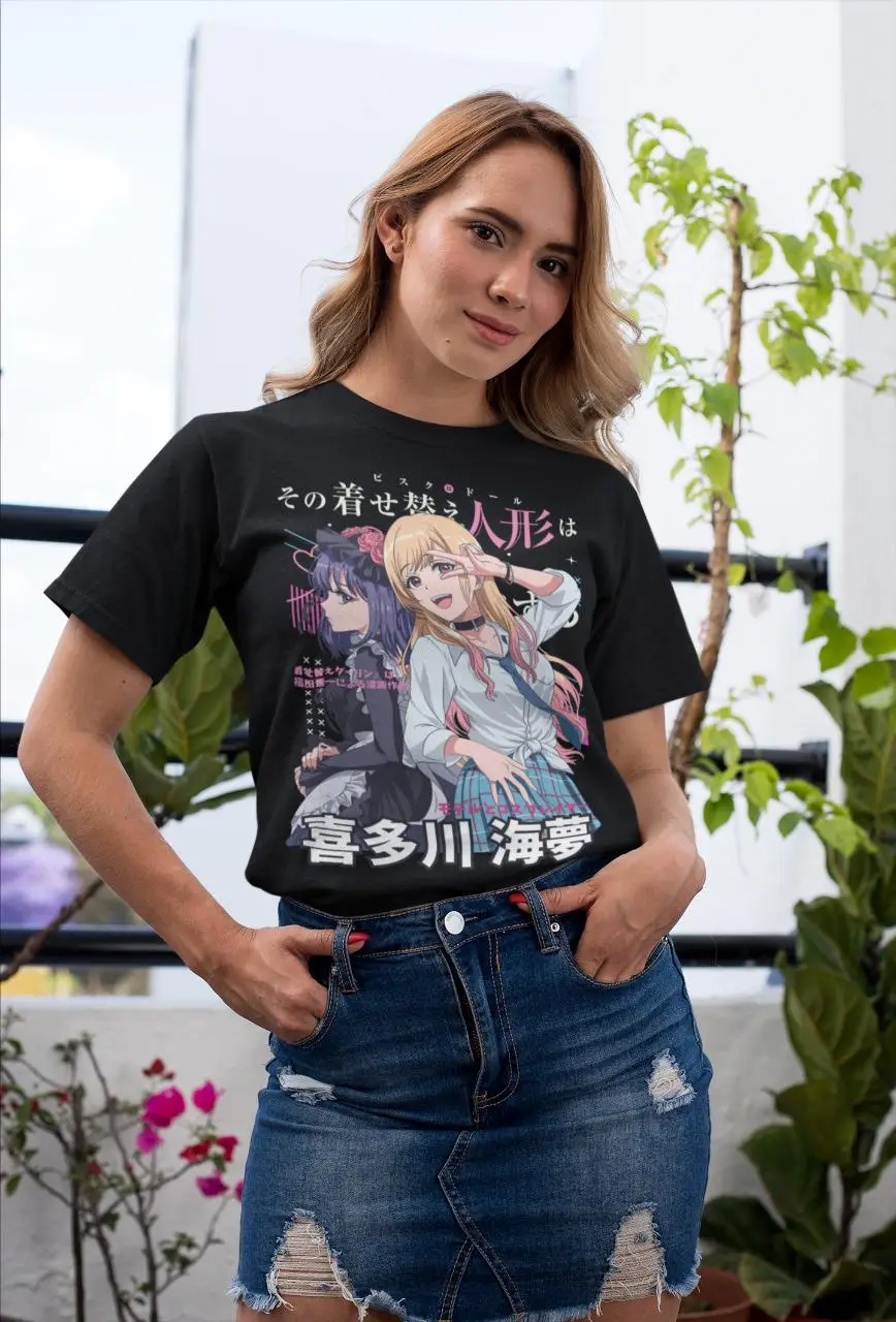 Camiseta Anime My Dress-Up Darling Marin Kitagawa para Homens e Mulheres, Roupas de Algodão de Verão, Moda Casual, Camiseta de Gola Redonda com Mangas
