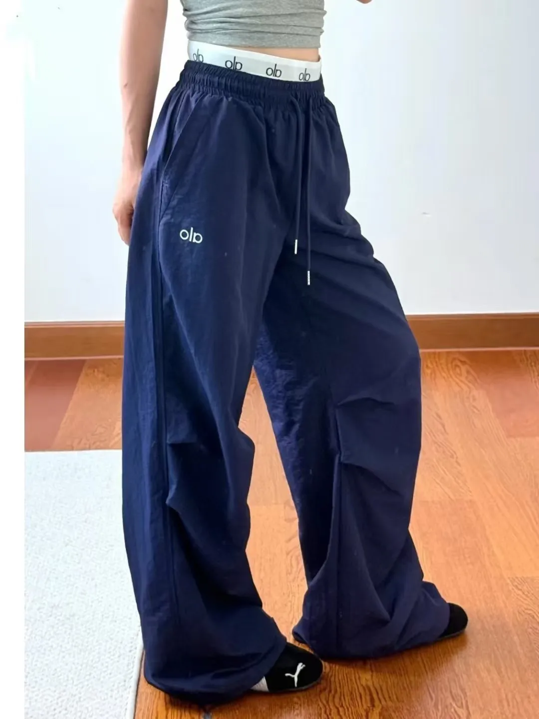 الرجعية الكورية Sle عارضة السراويل واسعة الساق كوي الجافة مزدوجة الخصر رئيس الشمس حماية فضفاضة تناسب أنبوب مستقيم عارضة السراويل