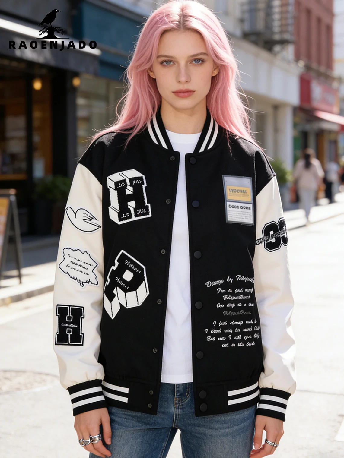 Women's Varsity Jacket Vintage Lightweight Baseball Uniform Windproof Streetwear Spring/Autumn Coat Letter Embroidery Outerwear
