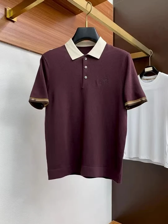 

LP old money style Italian spring and summer lapel knitted short-sleeved simple casual polo shirt