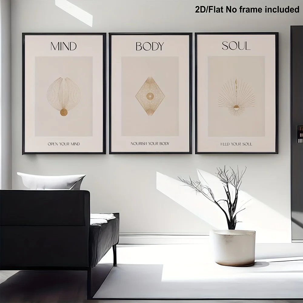 （NoFrame 3PCS）-2D Flat, Wall Decor 2D Flat, 2D Flat, 3pcs Set, Art Gifts, Home Decor, Soul And Spirit Posters, Spiritual Wall