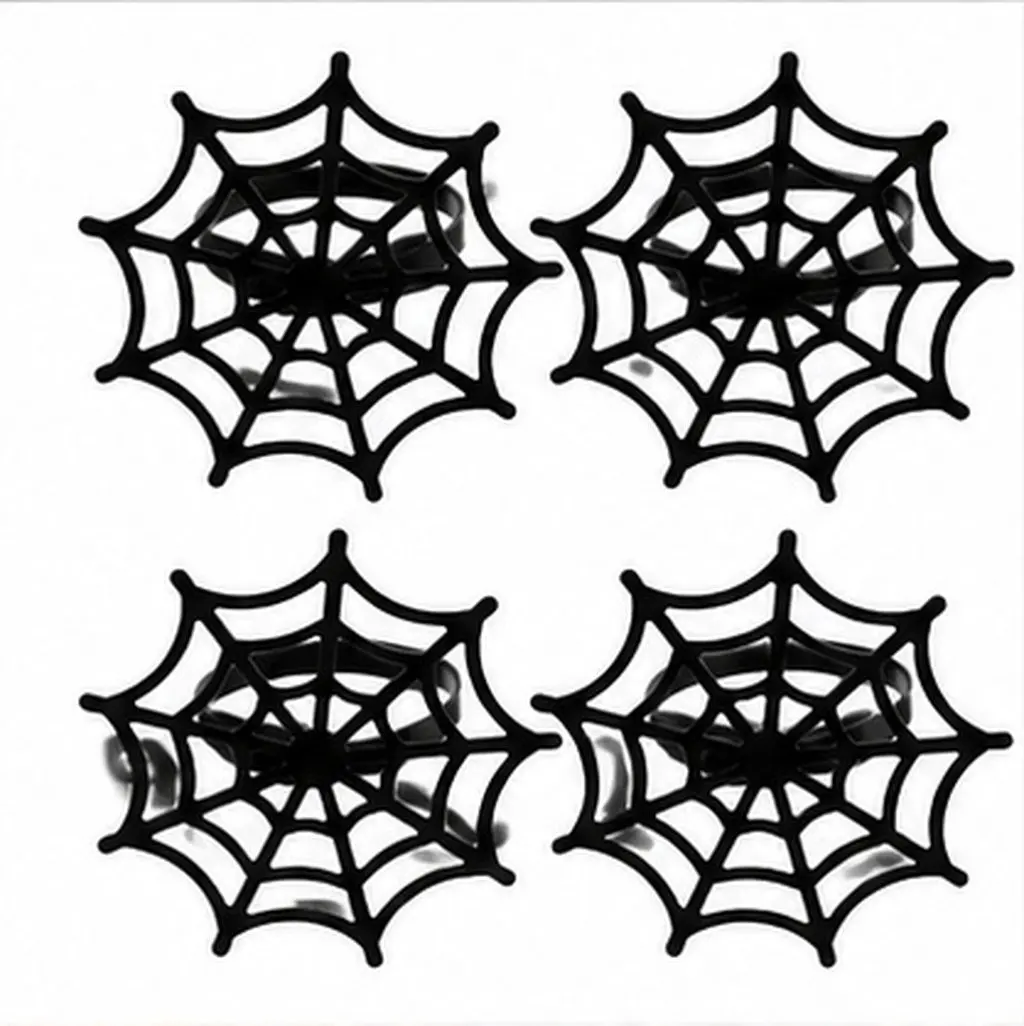 4Pcs Napkin Rings Spider Web Halloween Creative Party Banquet Dinner Holder Metal Alloy Clasp Decoration Napkin Holder