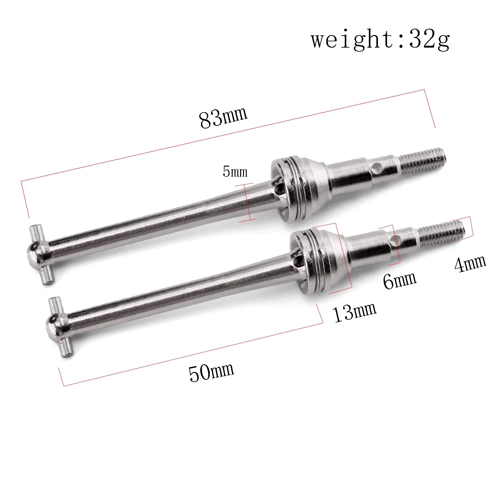 2Pieces Metal MJX RC Car Truck Hobby Upgrade Accessories Parts 16410 F/R CVD Drive Shaft For 1/16 Scale 16207 16208 14209 14210