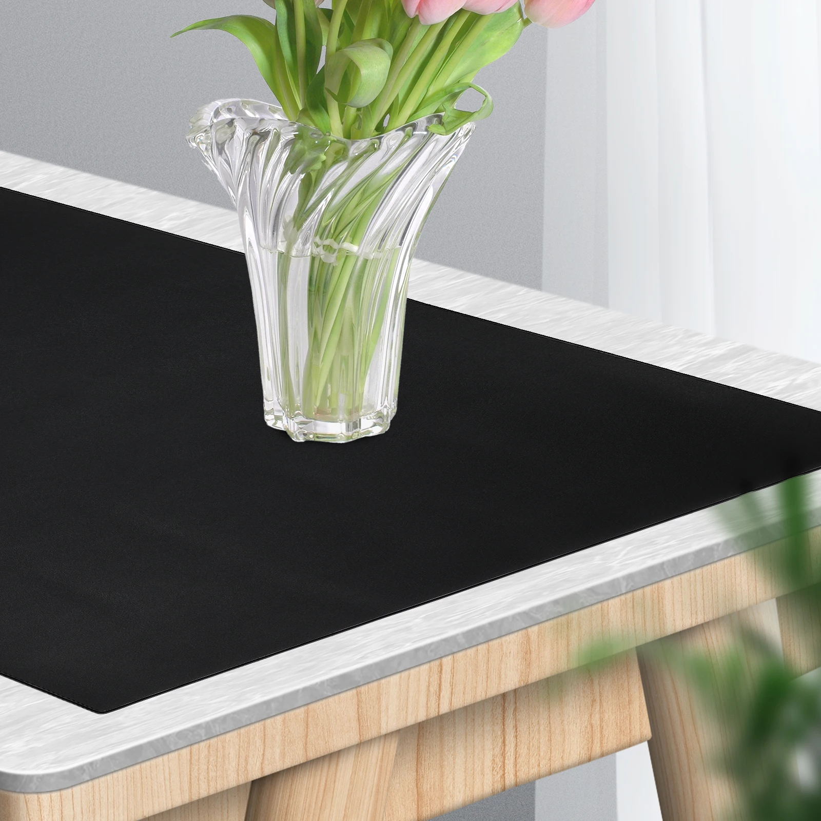

Eco-friendly Table Mat 40x80cm Non-slip Dining Kitchen Placemats Modern Wear-resistant PU Easy Cleaning Solid Color Table